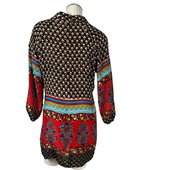 TOLANI Nisha 100% Silk Boho Tunic Top Mini Dress Women's Size S - Picture 7 of 16